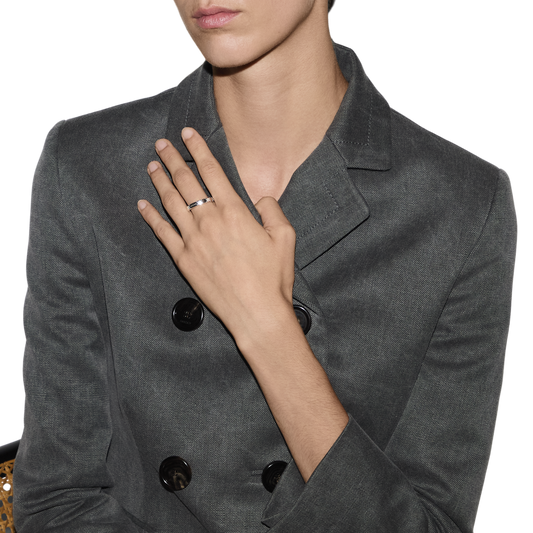 Crafted from sterling silver, this size 16 Gucci ring balances classic styling with modern design. The engraved finish gives it character without being too bold.