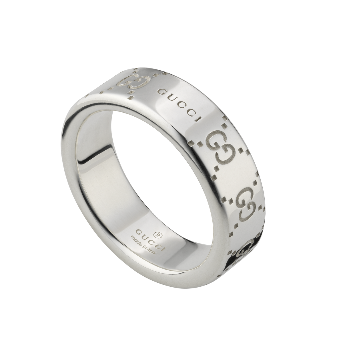 Finished with Gucci's signature engraved GG pattern, this size 12 sterling silver ring is a timeless piece that brings understated luxury to your everyday style.