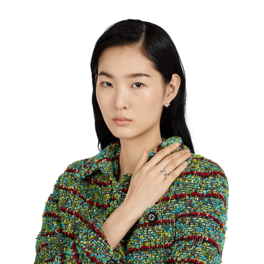 Designed to stand out, this size 16 Gucci ring pairs a polished 6mm sterling silver band with the iconic Interlocking G motif, creating a piece that's both contemporary and unmistakably Gucci.
