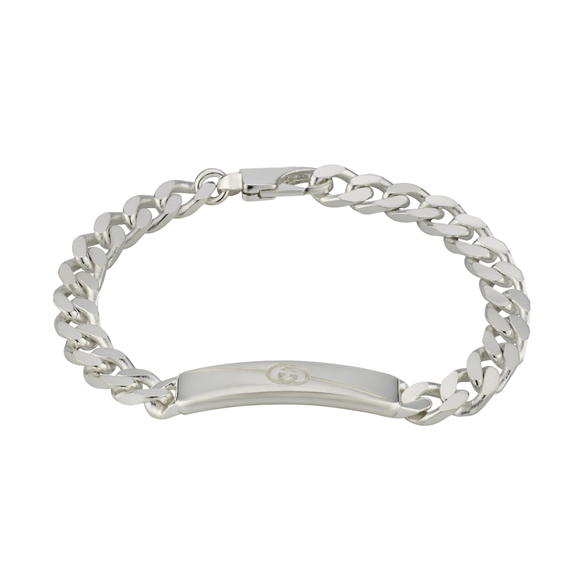 Designed for those who appreciate standout jewellery, this Gucci Interlocking Bracelet in size 20 combines a substantial sterling silver chain with signature engraved detailing for a confident, contemporary finish.