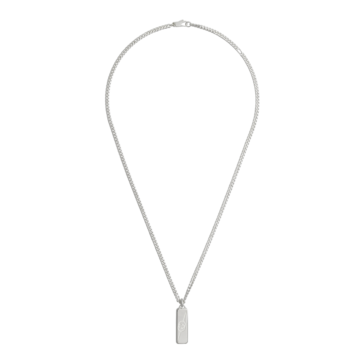 A refined expression of everyday luxury, this Gucci Tag sterling silver necklace features the brand’s iconic engraved logo in a clean, modern design. Crafted in Italy from polished 925 silver, it sits on a versatile 50–55cm chain, offering effortless styling whether worn alone or layered. A subtle statement piece with unmistakable Gucci identity.