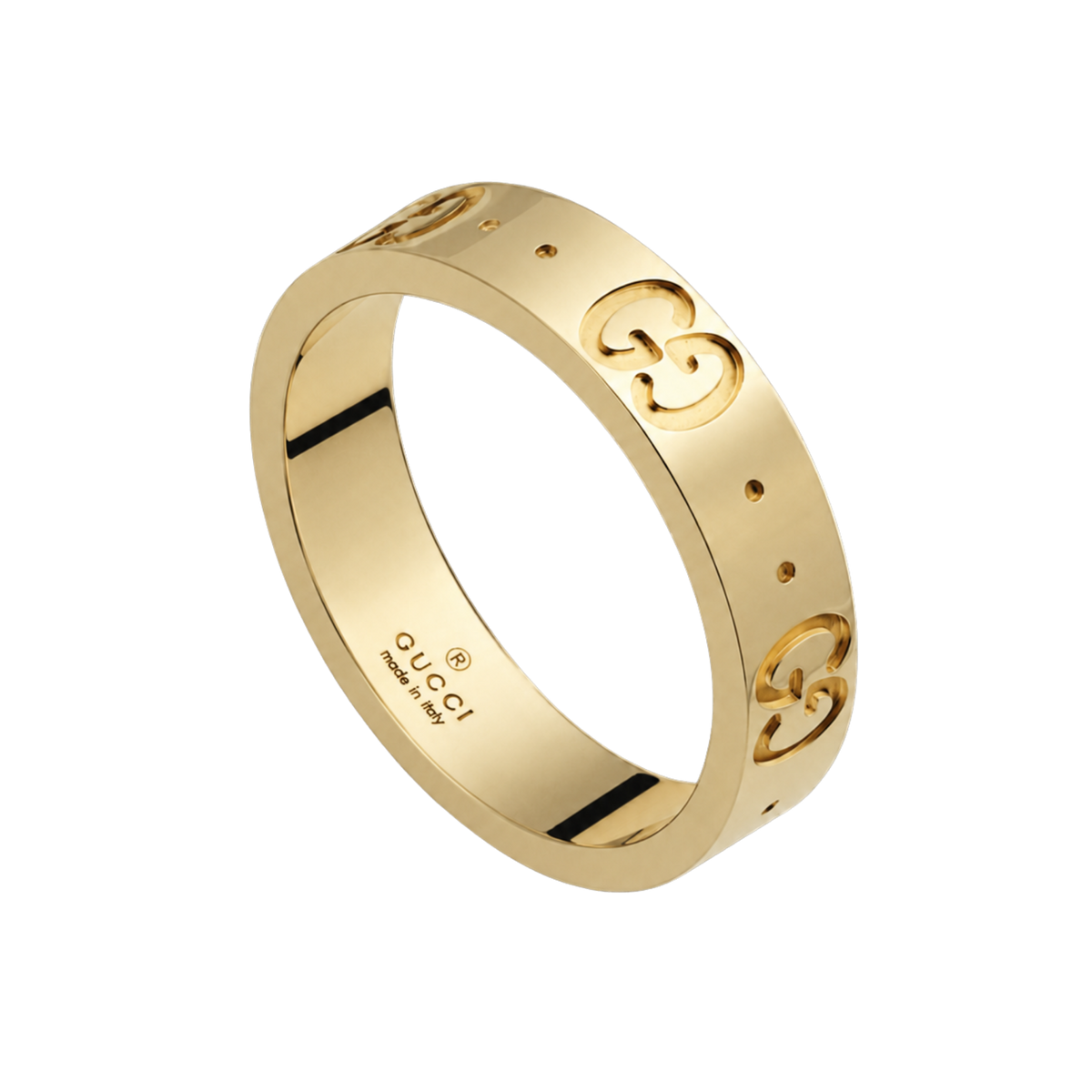 Warm, elegant and unmistakably Gucci, this Icon Ring in size 16 is crafted from 18ct yellow gold and finished with the House's signature GG engraving.