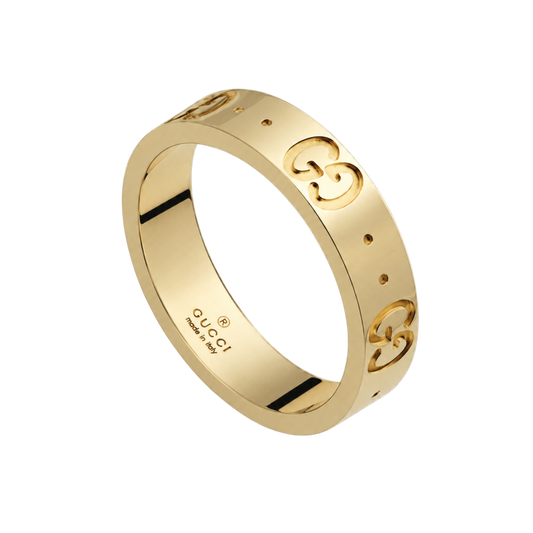 Warm, elegant and unmistakably Gucci, this Icon Ring in size 16 is crafted from 18ct yellow gold and finished with the House's signature GG engraving.