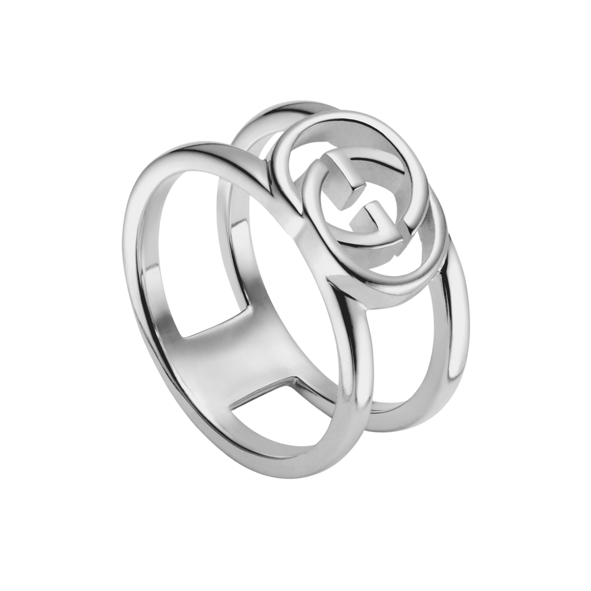 Designed with unmistakable Gucci style, this Interlocking G 9mm Ring in size 12 showcases polished sterling silver and the iconic double G motif for a confident everyday look.