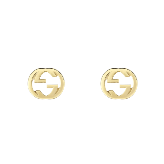 A refined expression of Gucci’s fine jewellery craftsmanship, these 18ct yellow gold stud earrings feature the iconic interlocking GG motif in a polished, minimalist design.