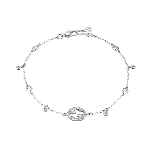 Understated yet luxurious, this Gucci necklace showcases the iconic Interlocking G design in radiant 18ct white gold.