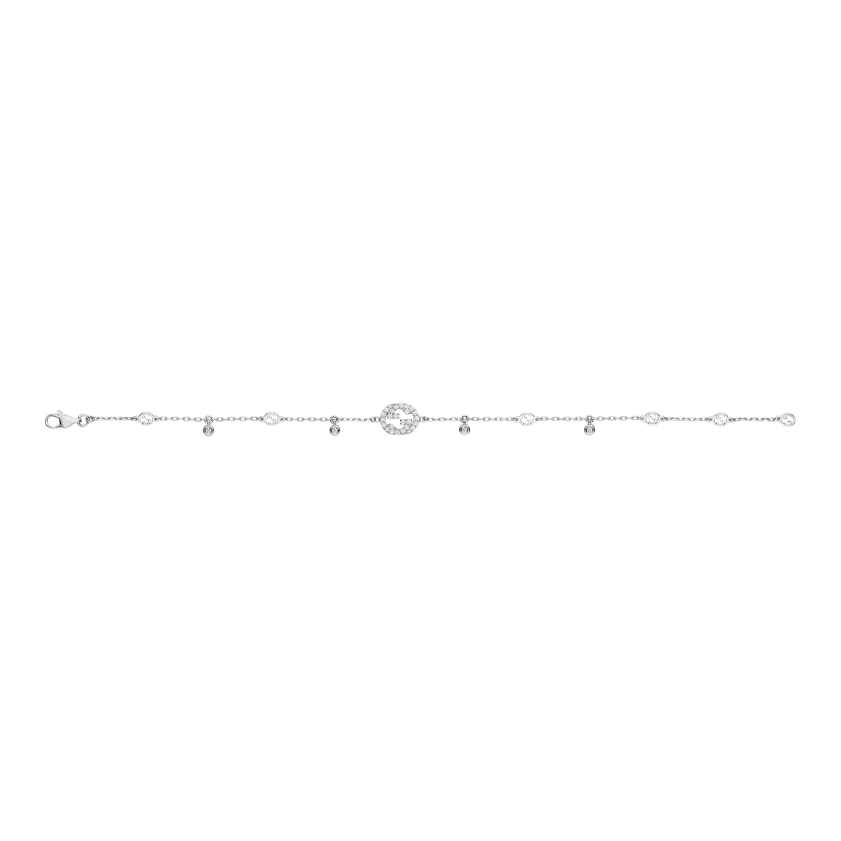 The iconic GG motif sits at the centre of a sleek, polished design, offering understated luxury with a subtle sparkle. Elegant and timeless, it’s perfect for elevating everyday styling or special occasions.
