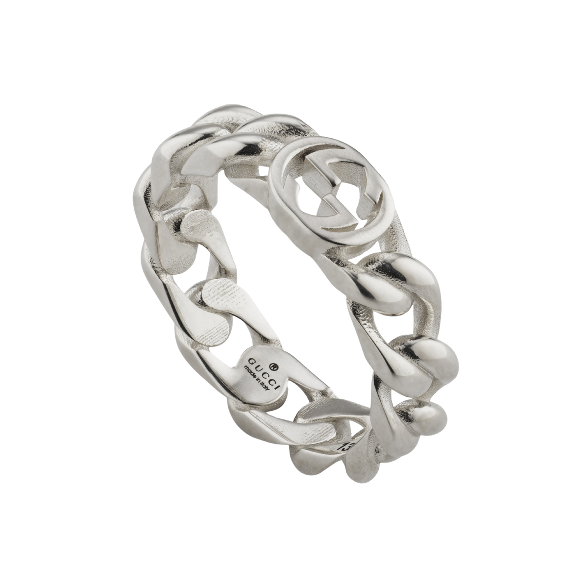 Gucci Interlocking G 5mm sterling silver ring with signature logo design