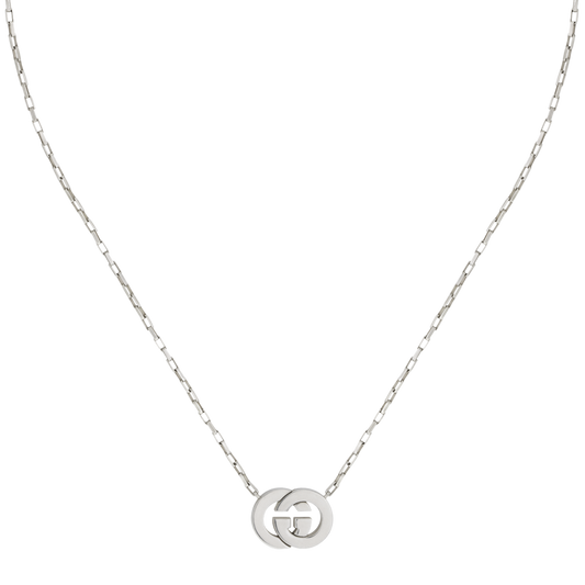 This designer Gucci silver necklace combines minimalist styling with the instantly recognisable GG motif for a sophisticated modern finish. 