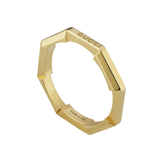 Gucci Link to Love 18ct yellow gold ring with polished 3mm band design