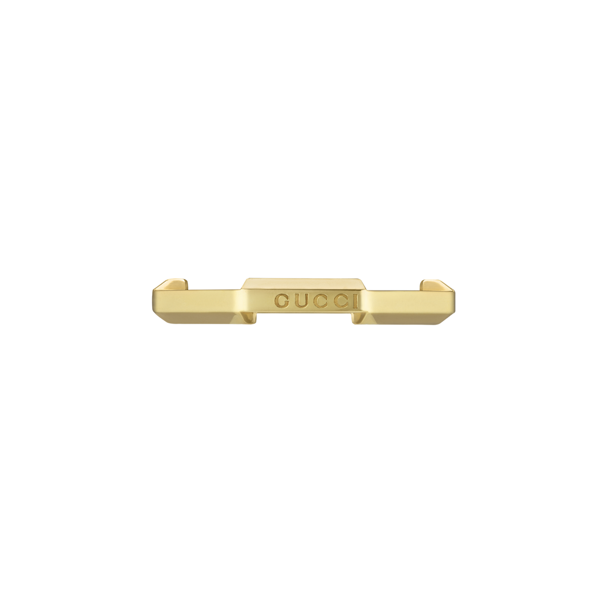 Gucci 18ct yellow gold Link to Love ring featuring a sleek stackable band design