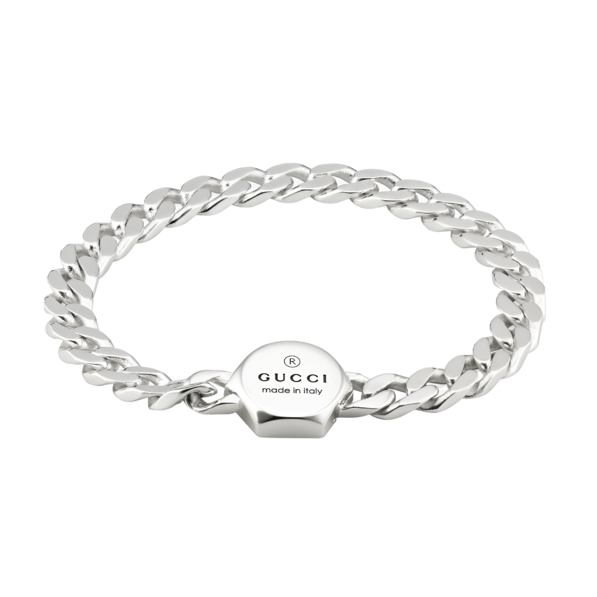 A refined take on everyday designer jewellery, this Gucci Trademark link bracelet is crafted from polished sterling silver and finished with engraved logo detailing. 