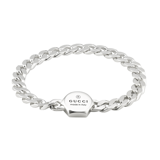 A refined take on everyday designer jewellery, this Gucci Trademark link bracelet is crafted from polished sterling silver and finished with engraved logo detailing. 