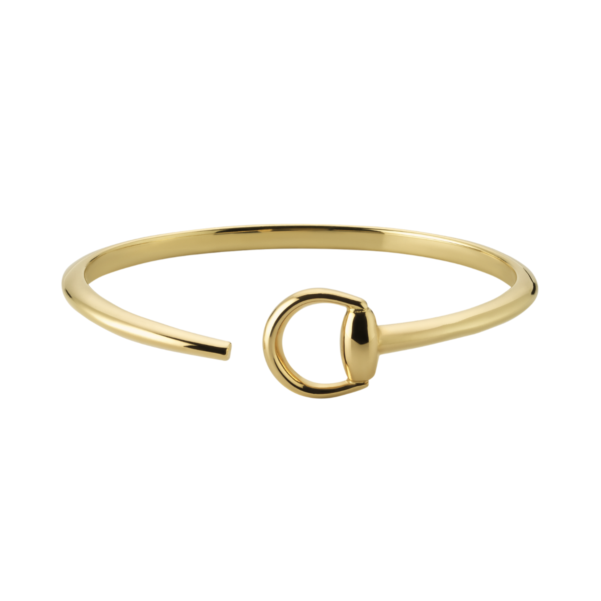 A timeless expression of Gucci’s equestrian heritage, this Horsebit bangle is crafted from luxurious 18ct yellow gold and finished with the brand’s iconic half-horsebit motif. 