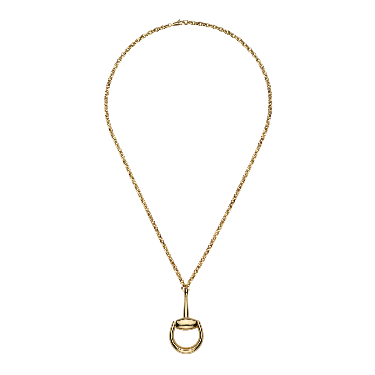 A refined celebration of Gucci’s equestrian heritage, this Horsebit necklace is crafted from luxurious 18ct yellow gold and features the brand’s iconic half-horsebit pendant. The sleek, polished chain and timeless silhouette create an elegant fine jewellery piece that transitions effortlessly from everyday wear to special occasions.