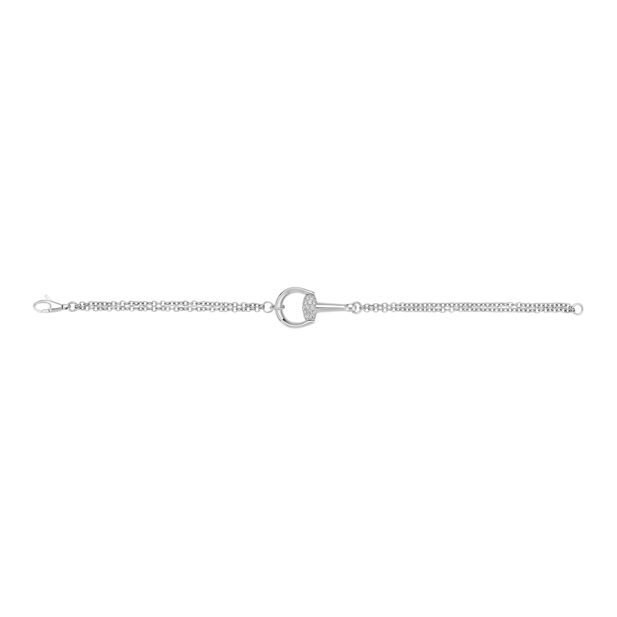 Elegant and understated, this Gucci bracelet is crafted from 18ct white gold and features the iconic Horsebit detail adorned with 19 brilliant diamonds. The clean chain design ensures effortless wearability, while the refined sparkle adds just the right amount of luxury. A timeless piece that reflects Gucci’s heritage of equestrian-inspired design.