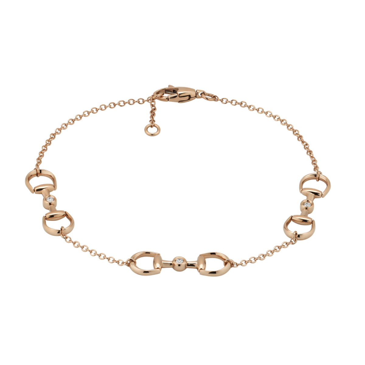 A delicate expression of Gucci’s equestrian heritage, this Horsebit mini bracelet is crafted from polished 18ct rose gold and finished with a refined diamond detail.