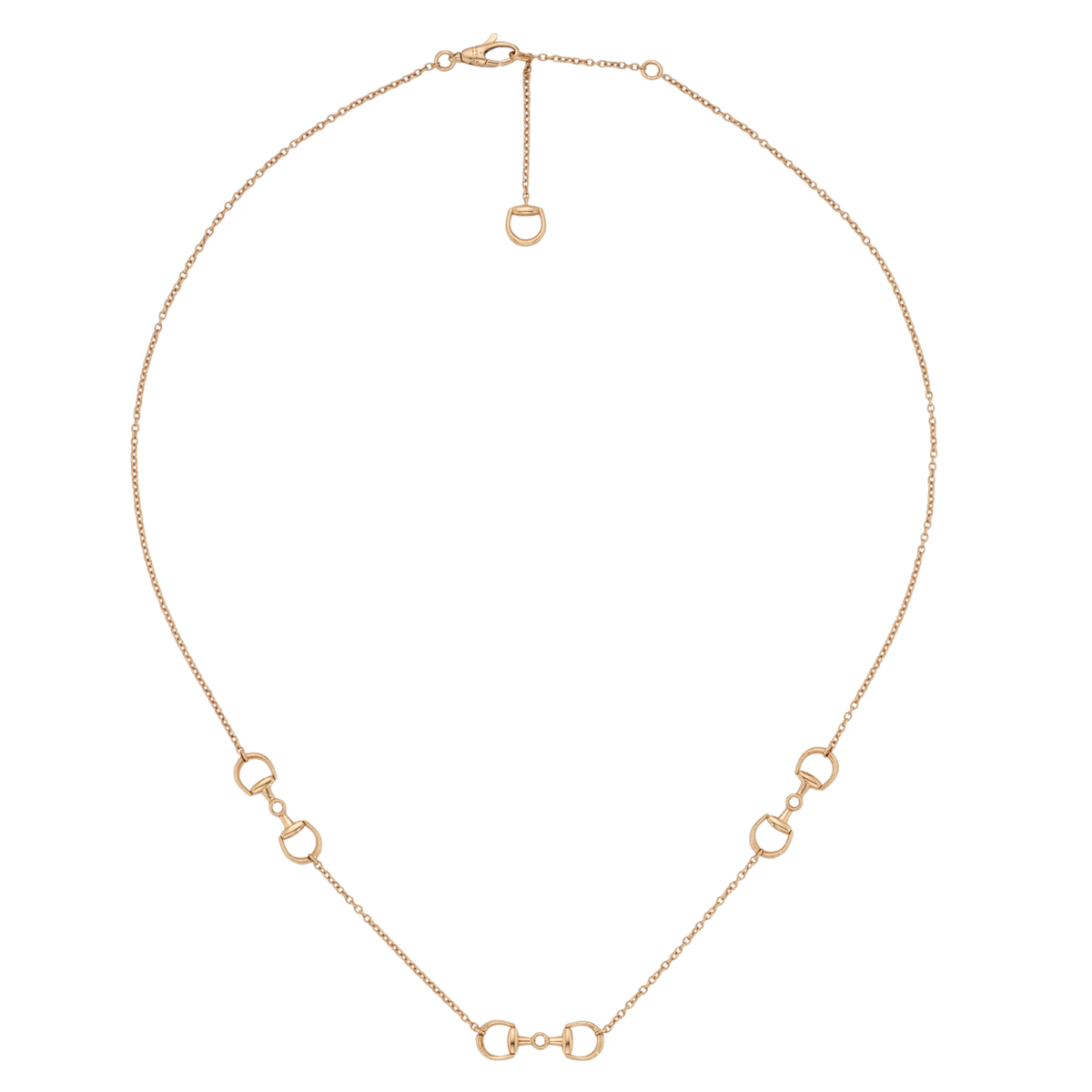This Gucci Horsebit necklace combines modern femininity with heritage-inspired design. Crafted in solid 18ct rose gold, it features the signature Horsebit motif enhanced with pavé diamonds for a gentle, refined shimmer. The delicate chain ensures effortless wear, making it perfect for everyday luxury or special occasions.