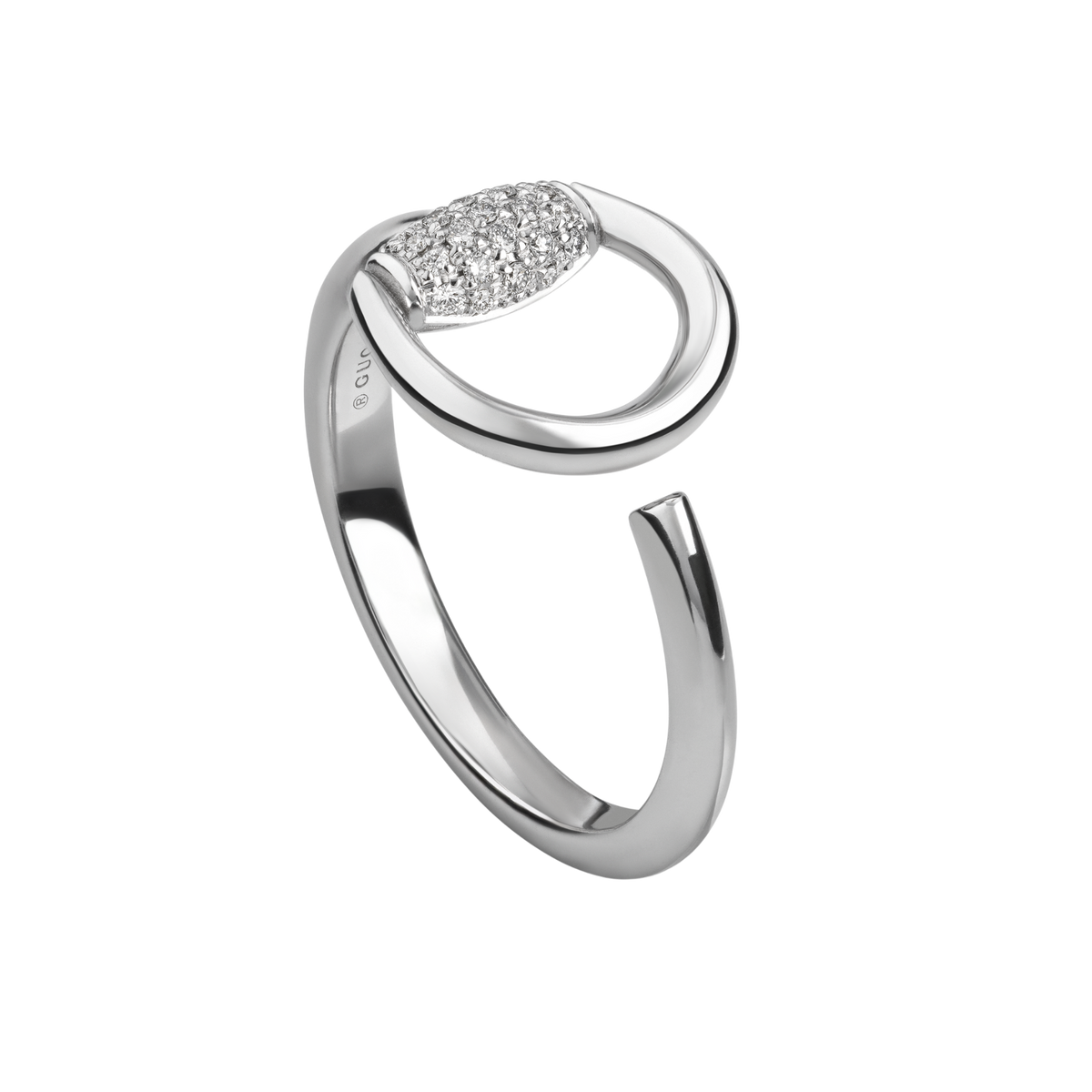 Gucci Horsebit 18ct white gold ring with 0.06ct pavé-set diamonds