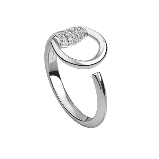 Gucci Horsebit 18ct white gold ring with 0.06ct pavé-set diamonds