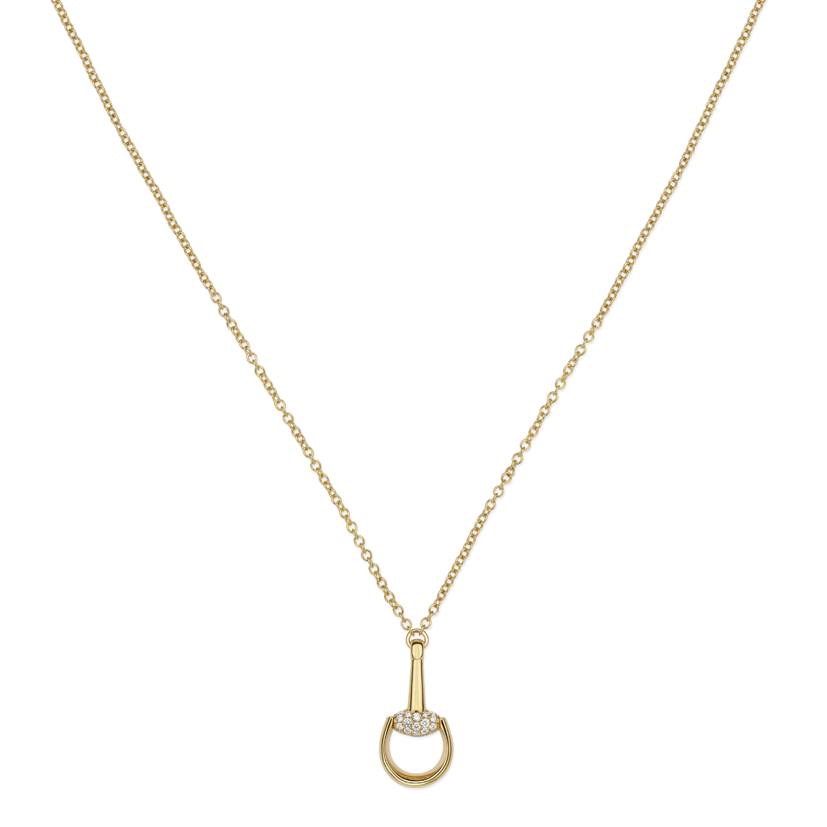 Gucci Horsebit 18ct yellow gold pendant necklace with pavé-set diamonds