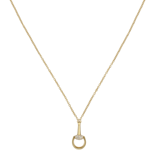 Gucci Horsebit 18ct yellow gold pendant necklace with pavé-set diamonds