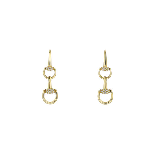 Gucci Horsebit 18ct Yellow Gold Diamond Drop Earrings
