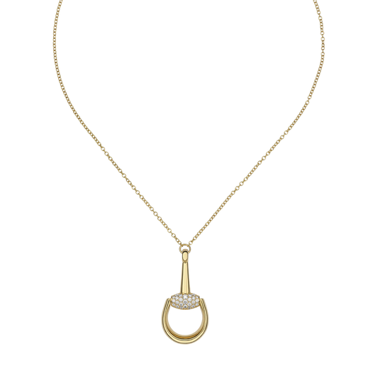 The Gucci Horsebit Diamond Necklace in 18ct Yellow Gold On a Transparent Background