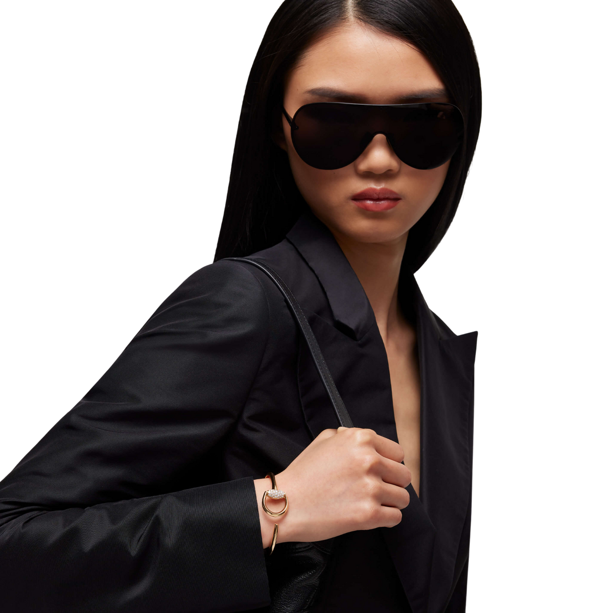 Gucci Horsebit 18ct yellow gold diamond bangle featuring the iconic equestrian-inspired motif and sparkling pavé diamonds