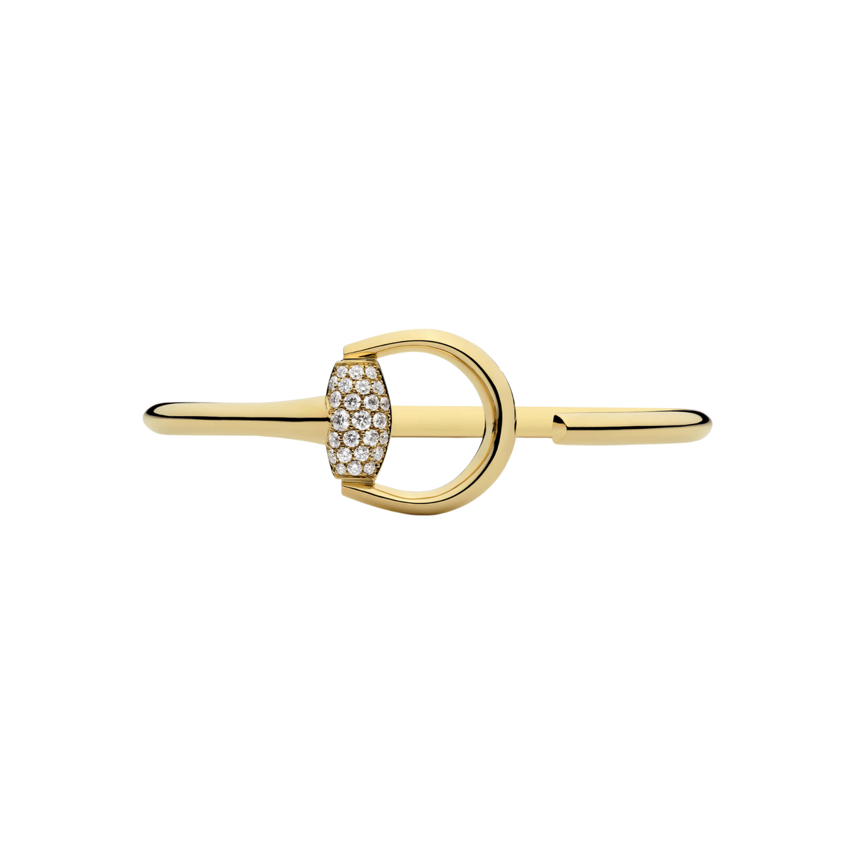Gucci Horsebit luxury bangle bracelet in polished 18ct yellow gold with approximately 0.55ct of round brilliant diamonds