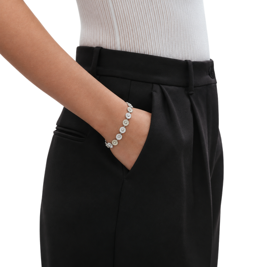 Georg Jensen Daisy bracelet crafted in sterling silver with elegant white enamel daisy motifs