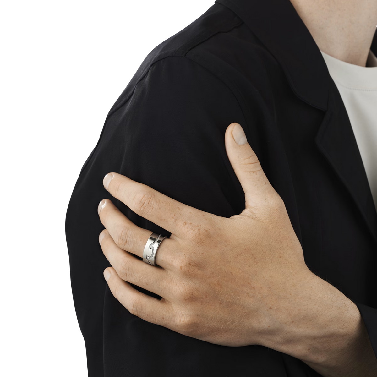 Designed by Nina Koppel, this Fusion End Ring combines polished 18ct white gold with a delicate row of brilliant-cut diamonds for a contemporary Scandinavian look.