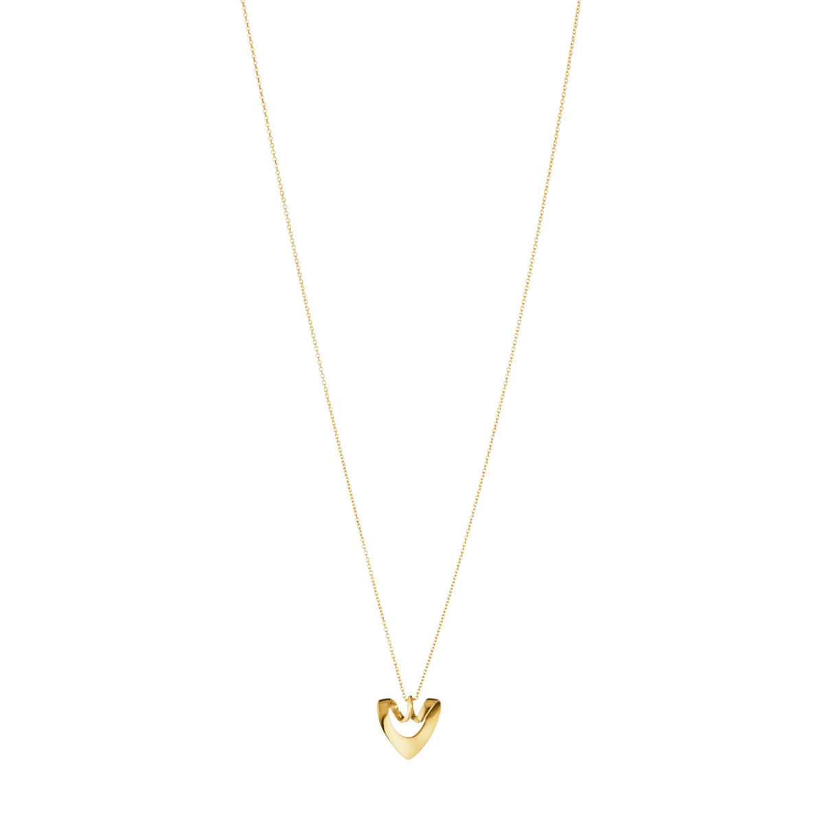Expertly crafted in luxurious 18ct yellow gold, the pendant showcases Georg Jensen’s signature Scandinavian design aesthetic. Its polished finish catches the light beautifully, while the fluid silhouette creates a contemporary interpretation of the classic heart motif.