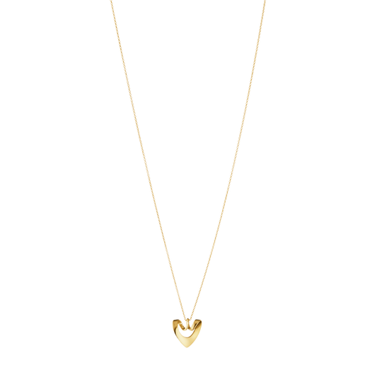 Expertly crafted in luxurious 18ct yellow gold, the pendant showcases Georg Jensen’s signature Scandinavian design aesthetic. Its polished finish catches the light beautifully, while the fluid silhouette creates a contemporary interpretation of the classic heart motif.