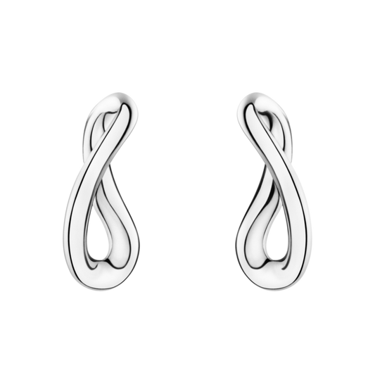 Crafted in polished sterling silver, these elegant stud earrings showcase the soft curves and organic lines that define Georg Jensen’s iconic Scandinavian design aesthetic. 