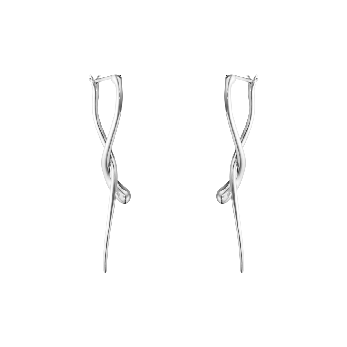 Crafted in polished sterling silver, their elegant sculptural form creates a graceful sense of movement, making them a striking addition to both everyday and occasion styling.