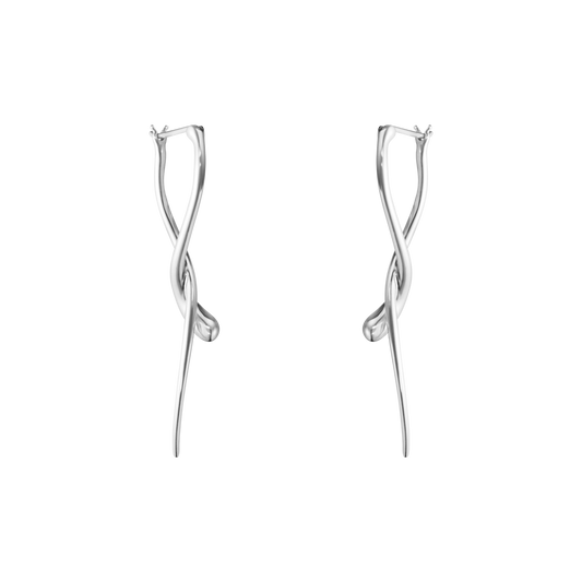 Crafted in polished sterling silver, their elegant sculptural form creates a graceful sense of movement, making them a striking addition to both everyday and occasion styling.
