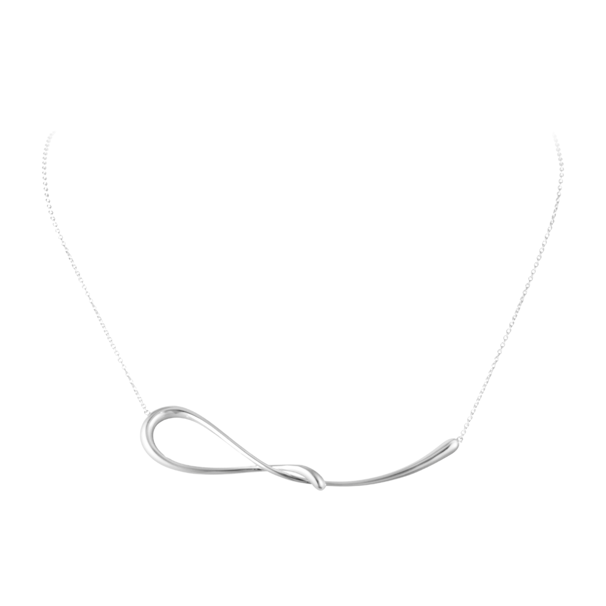 The Georg Jensen Mercy Pendant has a distinctive, sculptural shape that immediately catches the eye. Crafted in sterling silver, it is an easy piece to wear whether you're dressing up or keeping things simple.