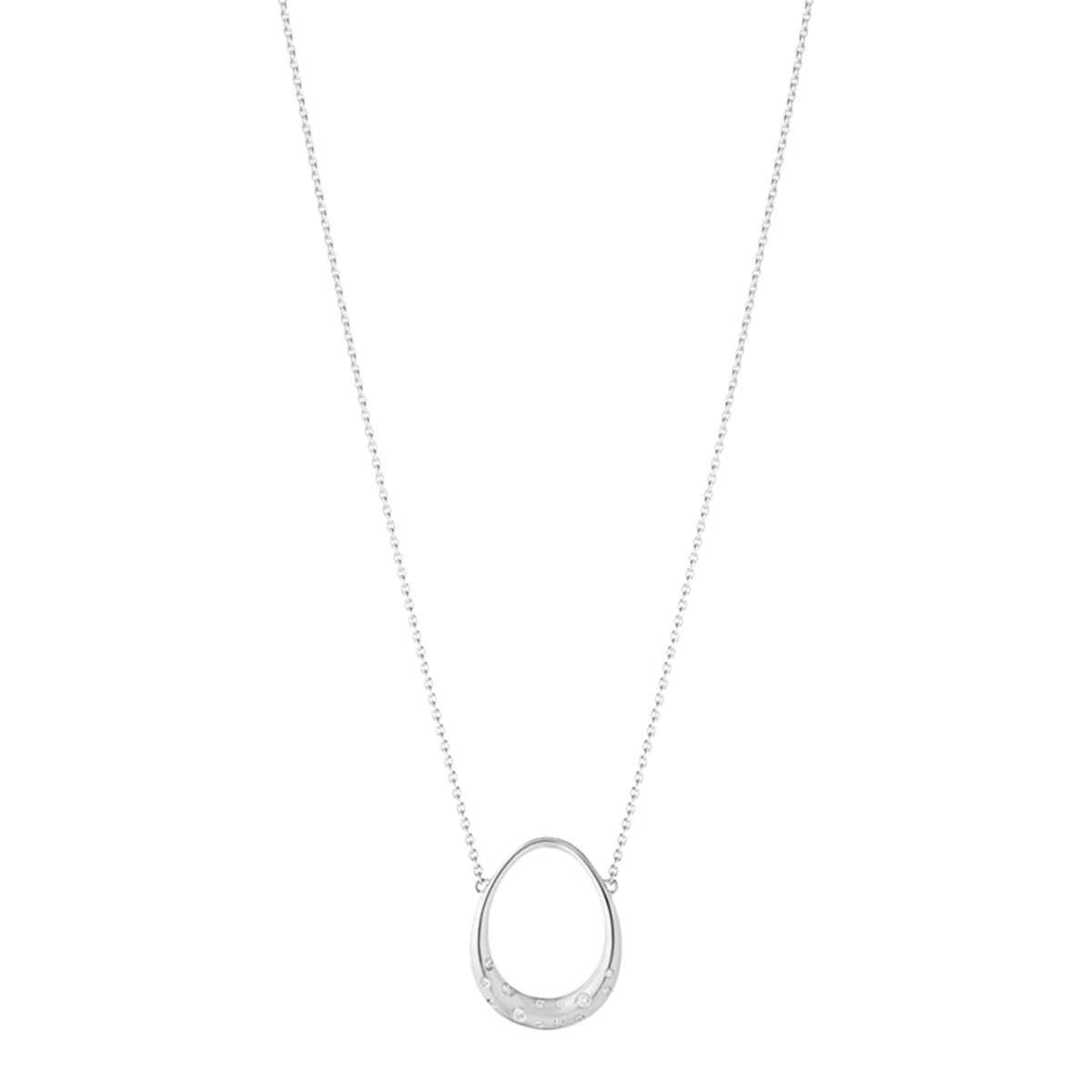The Georg Jensen Offspring Small Diamond Pendant combines clean Scandinavian design with the brilliance of a 0.04 carat diamond. 