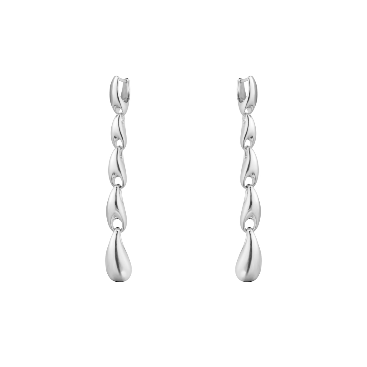 The Georg Jensen Reflect Sterling Silver 4 Link Drop Earrings are a bold yet refined take on modern statement jewellery. 