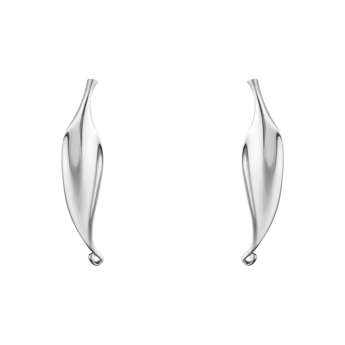 Georg Jensen Torun sterling silver drop earrings with delicate sculptural curves and an elegant organic design