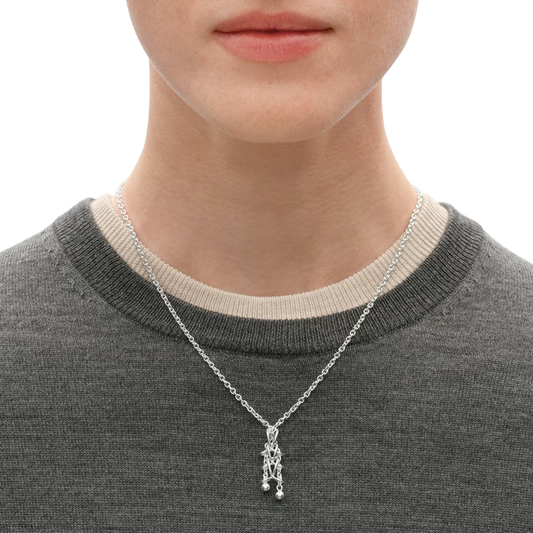 Georg Jensen Weft Medium Pendant in sterling silver with contemporary interlocking links and distinctive double-chain design