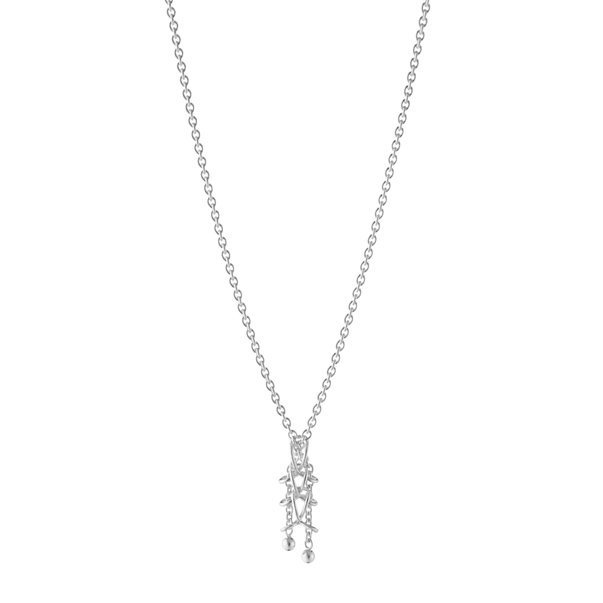 Georg Jensen Weft sterling silver pendant necklace featuring sculptural woven-inspired links and a modern double-chain construction
