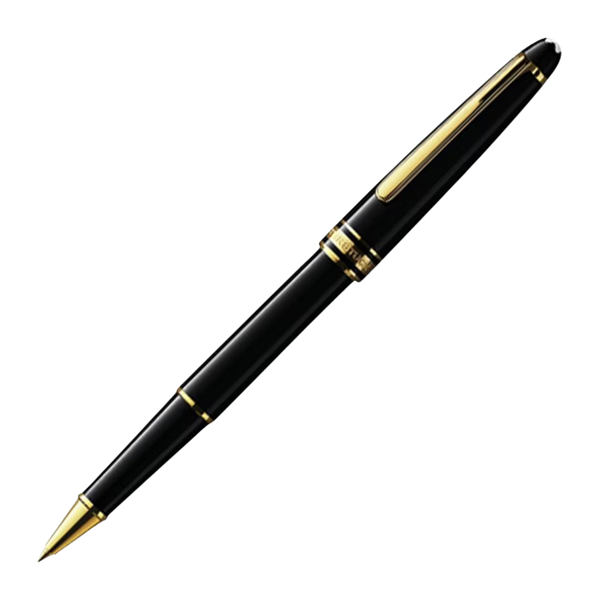 Montblanc Meisterstück Gold-Coated Classique rollerball pen in black precious resin with gold-coated trim and clip.