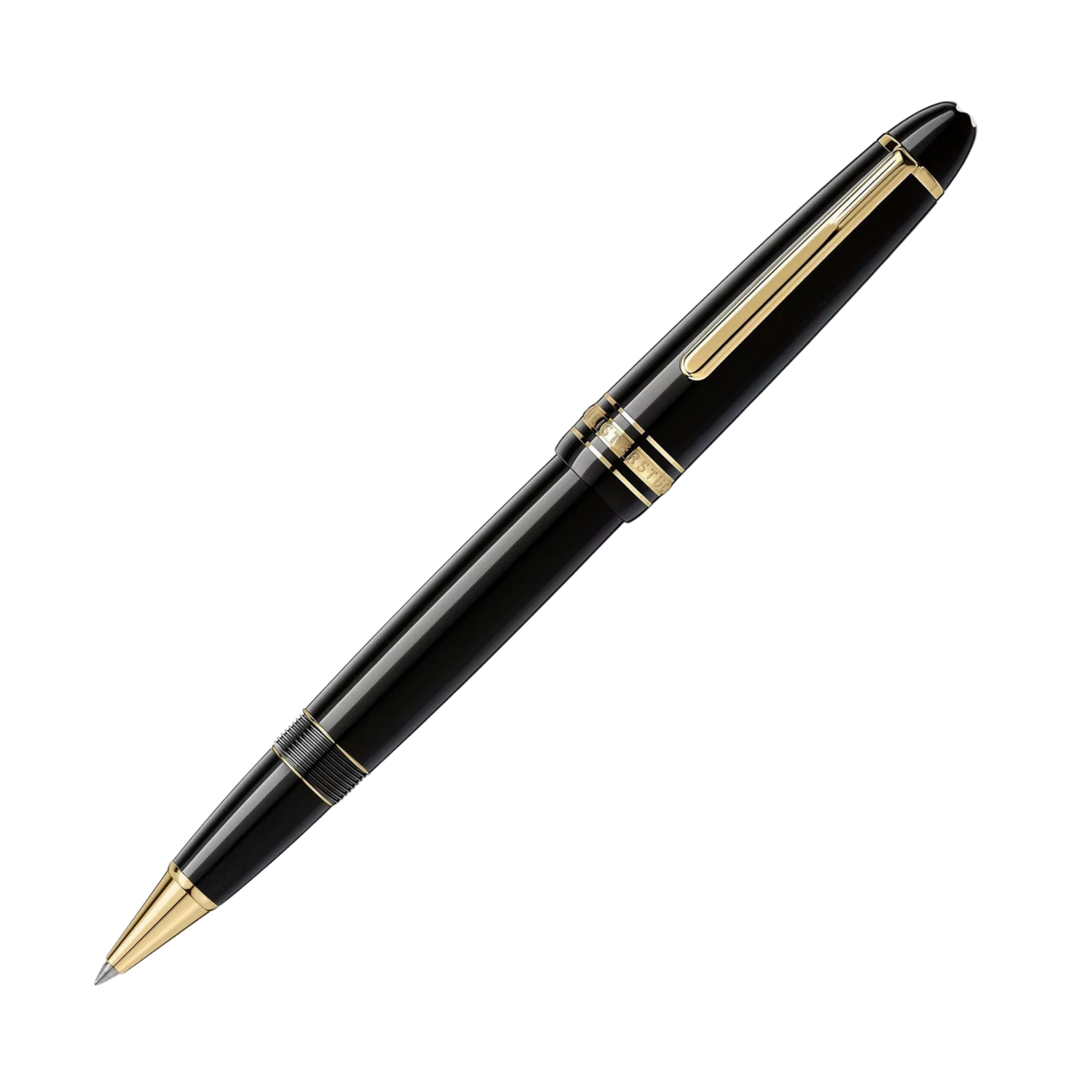 Montblanc Meisterstück Gold-Coated LeGrand rollerball pen in black precious resin with gold-coated trim and clip.