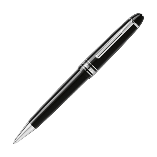 Montblanc Meisterstück Platinum-Coated Midsize ballpoint pen in black precious resin with platinum-coated trim.