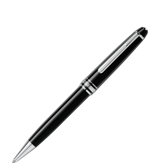 Montblanc Meisterstück Platinum-Coated Classique ballpoint pen in black precious resin with platinum-coated trim.