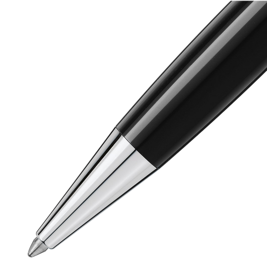 Close-up of the Montblanc Meisterstück Platinum-Coated Classique ballpoint pen tip with polished platinum-coated cone.