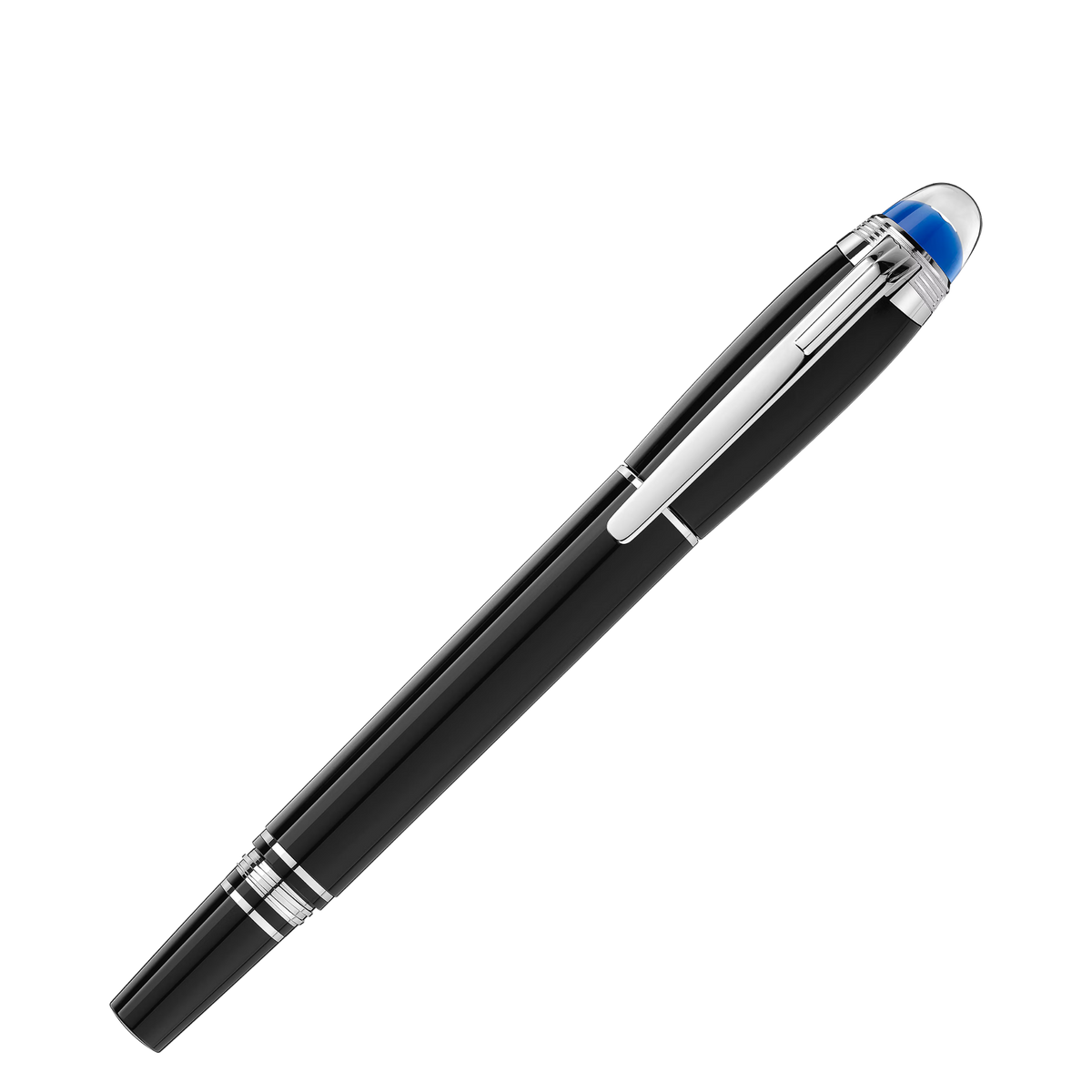 Montblanc StarWalker SpaceBlue fineliner pen in black precious resin with platinum-coated trim.