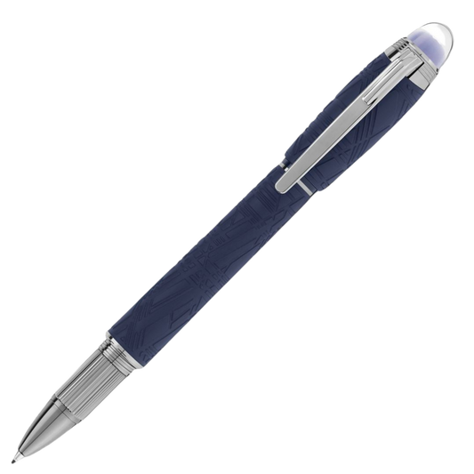 Montblanc StarWalker SpaceBlue Precious Resin fineliner pen in deep blue matte resin with dark ruthenium-coated trim.